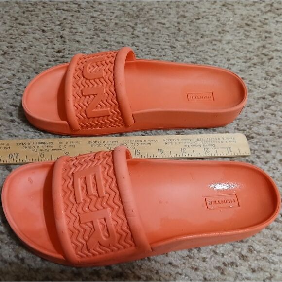 HUNTER Slide sandals Logo Orange Size see below Waterproof Material - Picture 13 of 14